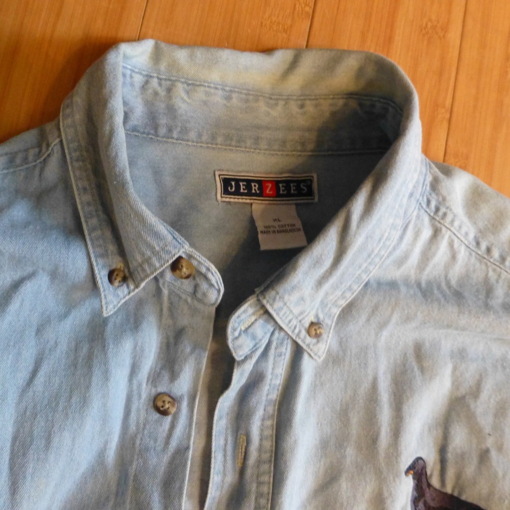 JERZEE DENIM LS SHIRT BLK DASCHUND XL - Picture 5 of 5
